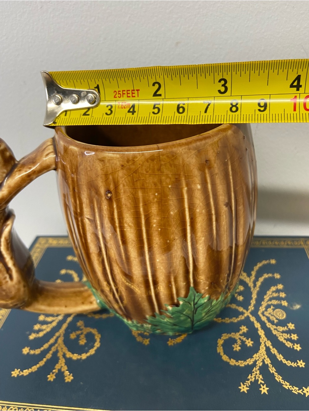 Vintage Ceramic Beaver Handle Mug Hand Painted Leaves 1950's Shafford Japan - Picture 7 of 8